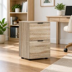 Two Drawer Filing Cabinet - Walnut Finish, Compact Size