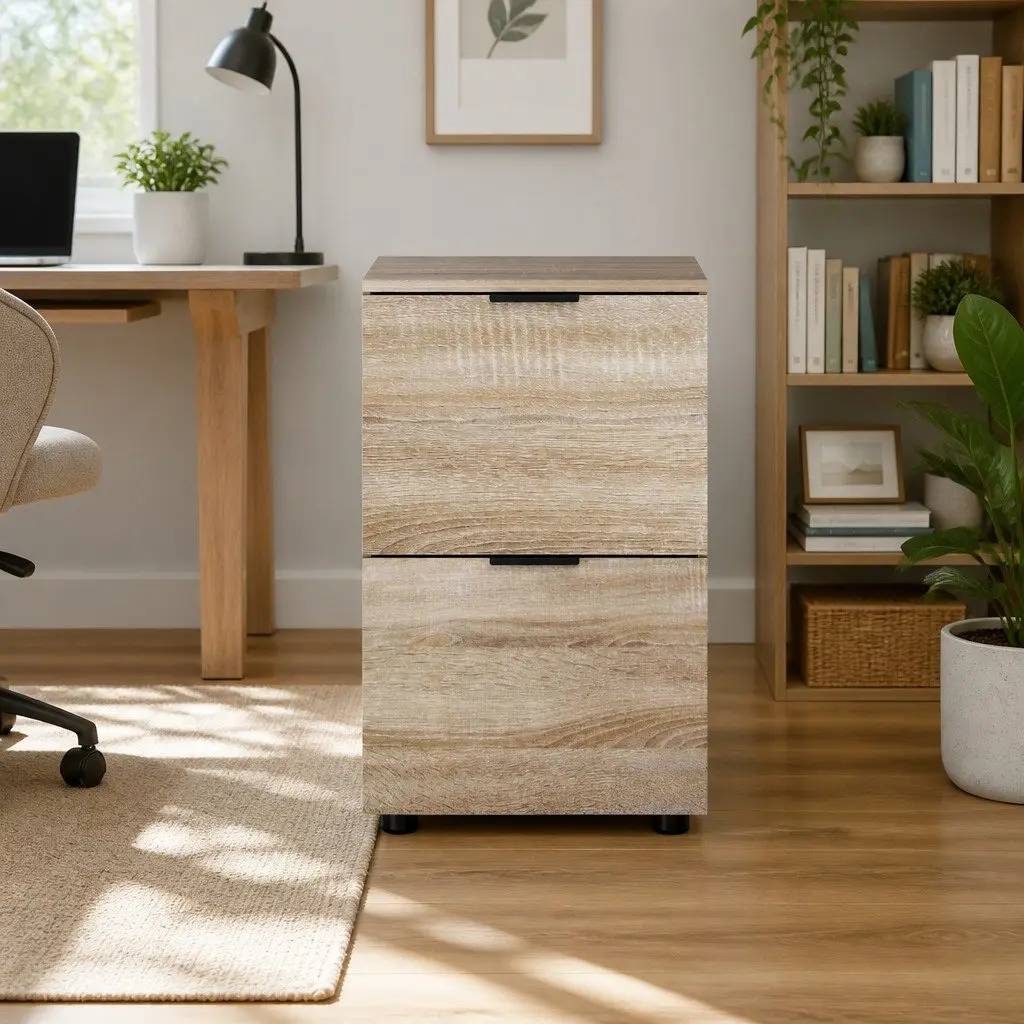 Filing Cabinet Home Office Storage 2 Drawer Walnut