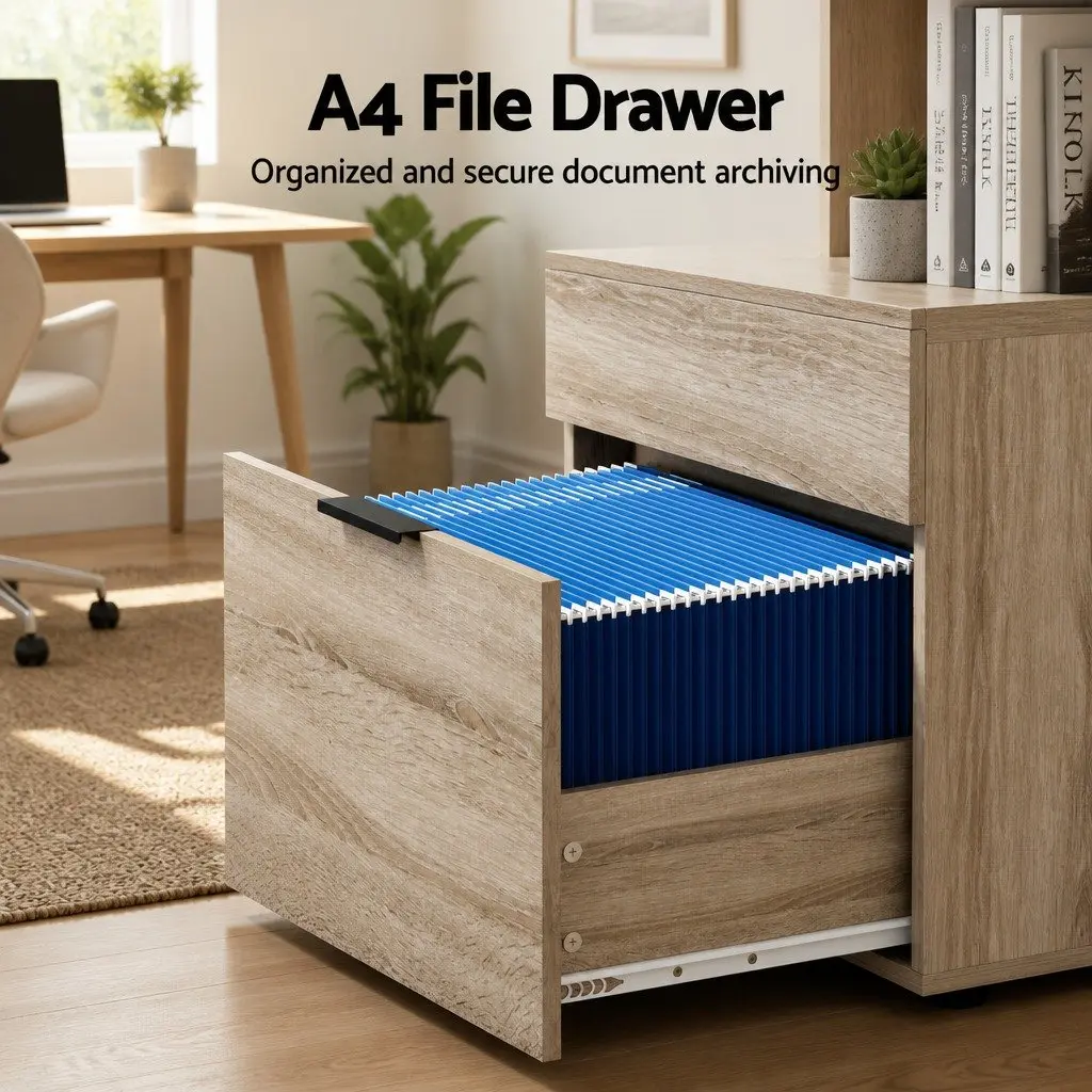 Filing Cabinet Home Office Storage 2 Drawer Walnut