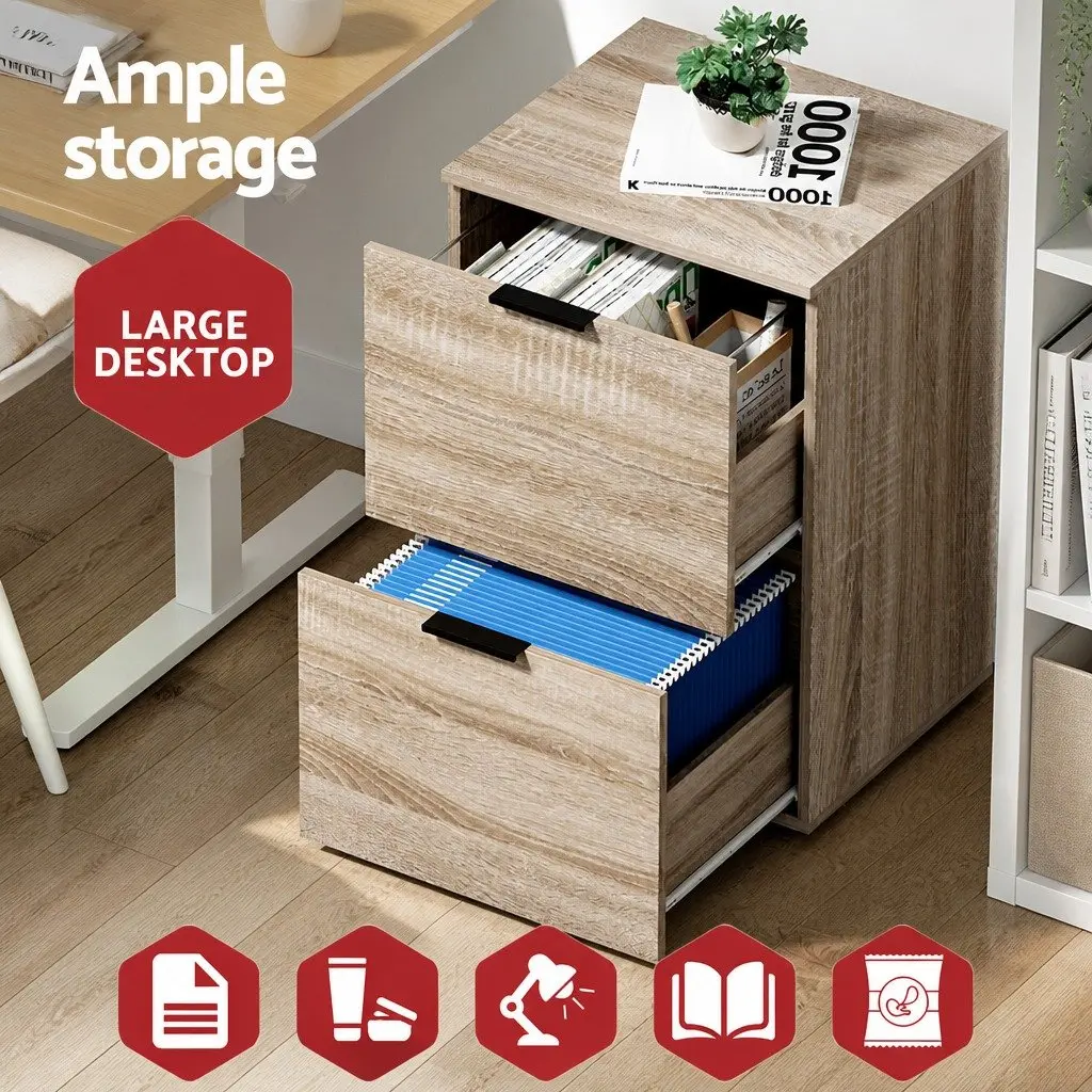 Filing Cabinet Home Office Storage 2 Drawer Walnut