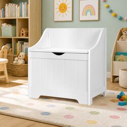 MDF White Kids Storage Box with Bench - Dimensions and Specs