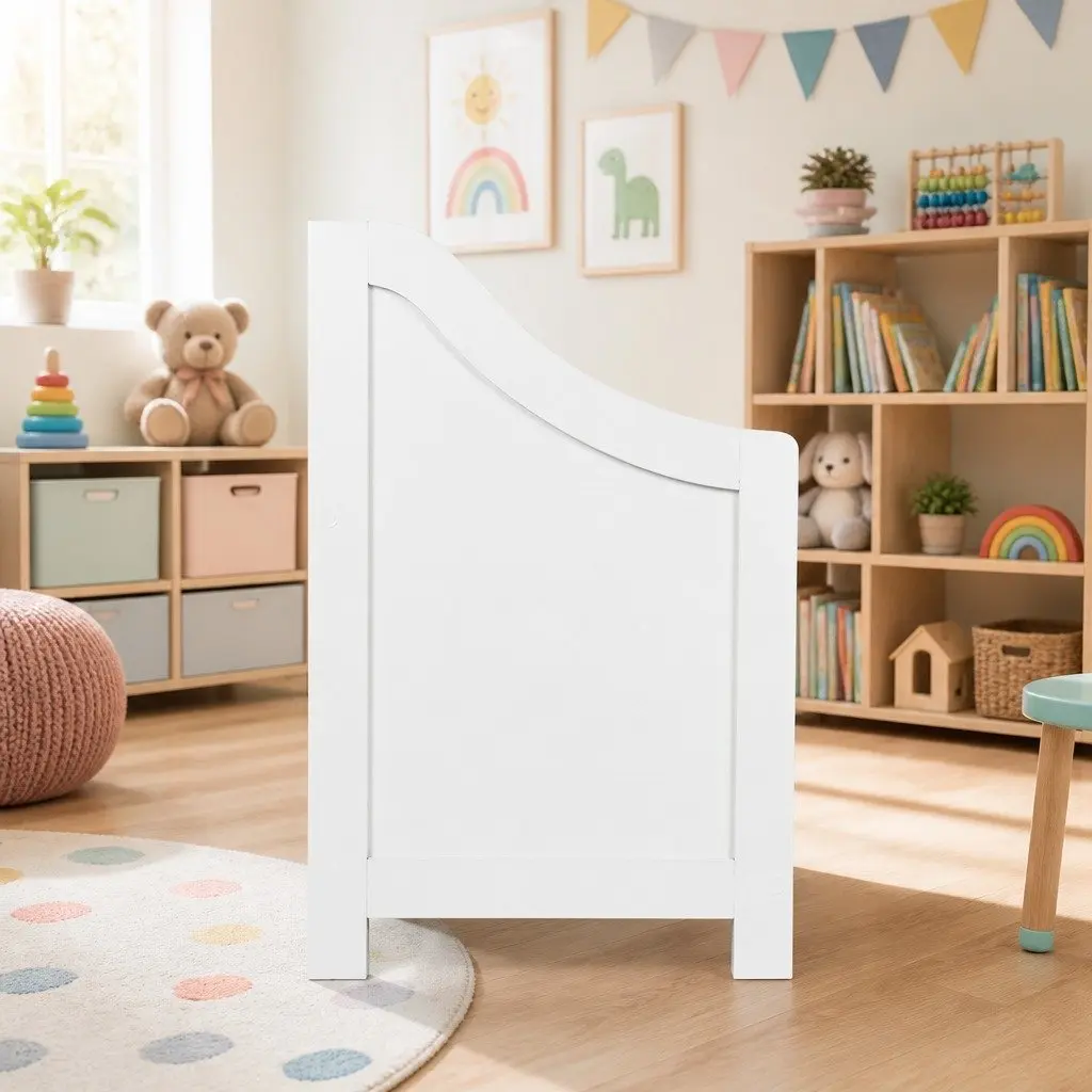 Kids Storage Box Chest Bench Toy Organiser White 56cm x 38cm x 58cm for Bedroom Living Room Playroom