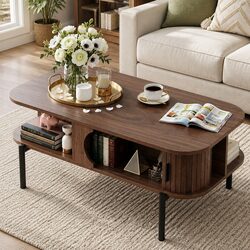 Detailed Specifications: Coffee Table with Shelves and Cabinets