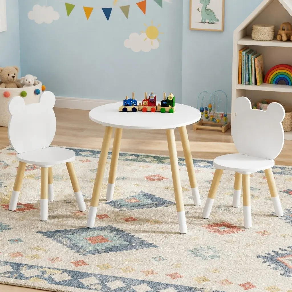 Kids Table and Chairs Set 3 Piece Activity Study Desk Children Furniture