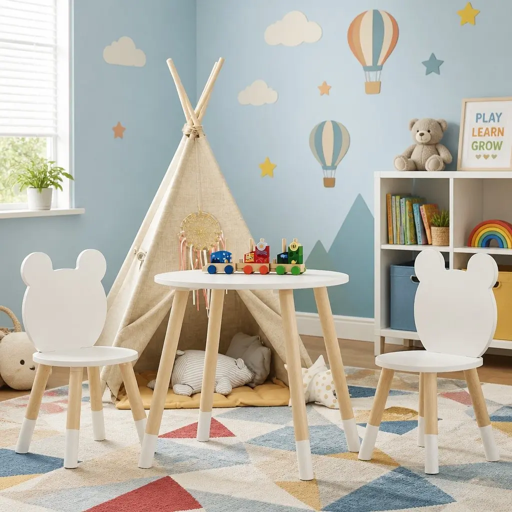Kids Table and Chairs Set 3 Piece Activity Study Desk Children Furniture