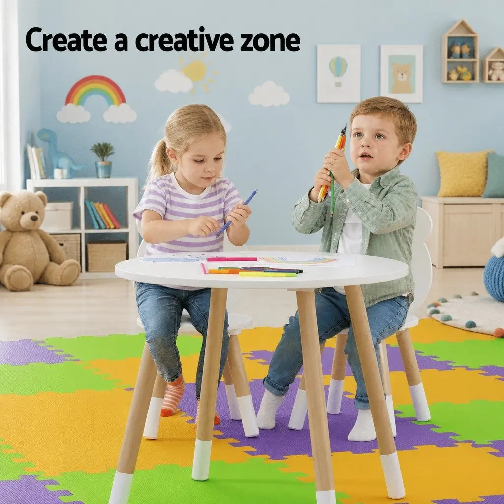 Kids Table and Chairs Set 3 Piece Activity Study Desk Children Furniture