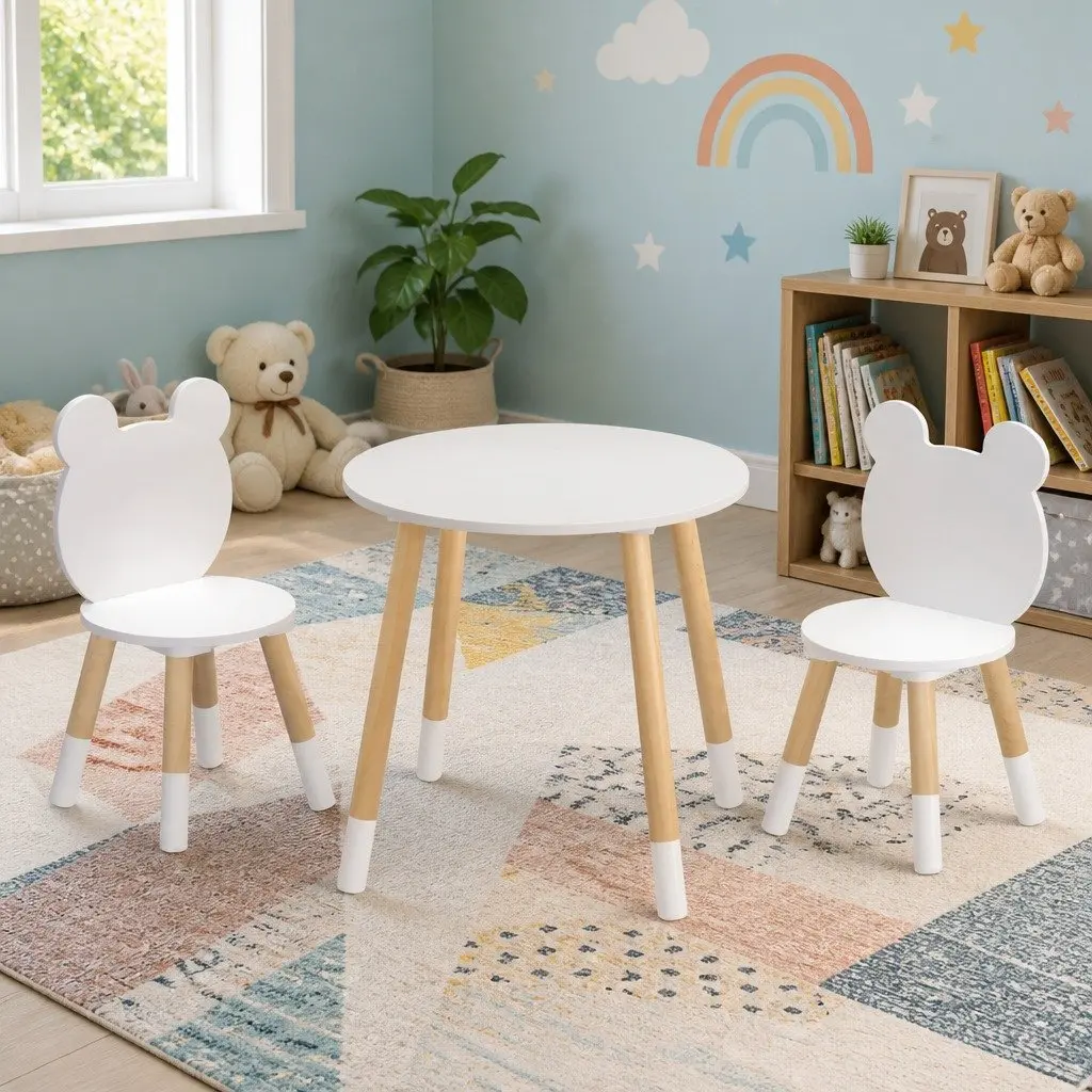 Kids Table and Chairs Set 3 Piece Activity Study Desk Children Furniture