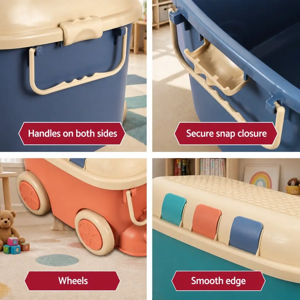 3PCS Toy Storage Box Car Shape Kids Organiser Container Snack Box Blue Orange