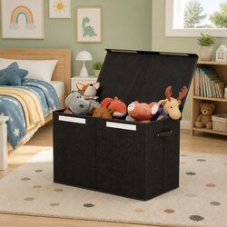 Black Toy Storage Box: 63 x 33 x 40 cm, 83L Capacity