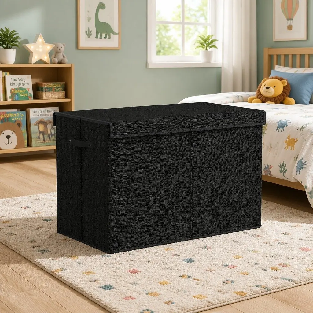 Toy Storage Box Chest for Kids Room Black Collapsible Organiser 63 x 33 x 40 cm