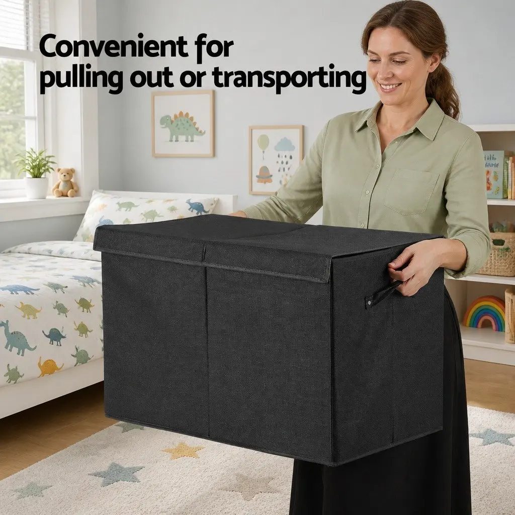 Toy Storage Box Chest for Kids Room Black Collapsible Organiser 63 x 33 x 40 cm