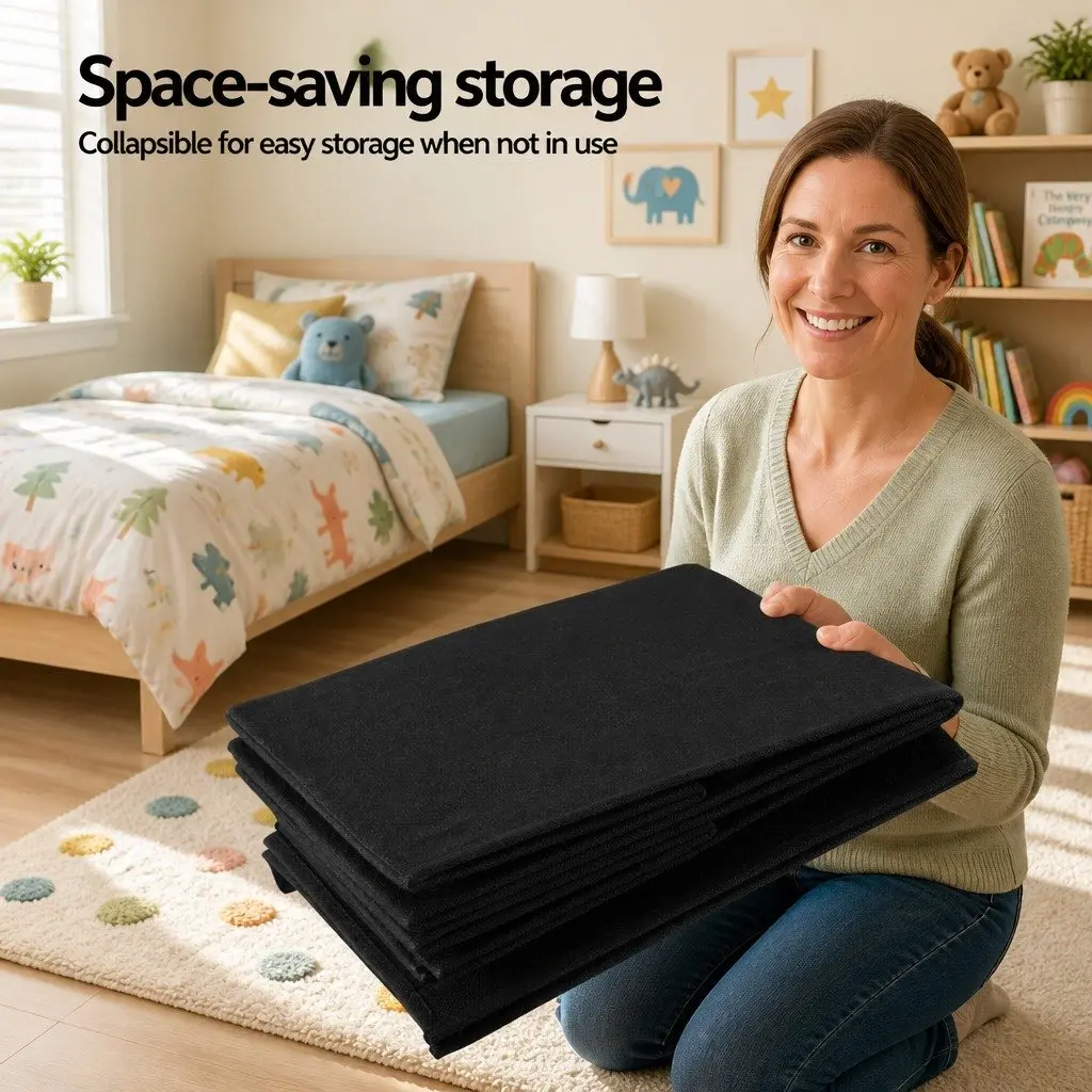 Toy Storage Box Chest for Kids Room Black Collapsible Organiser 63 x 33 x 40 cm