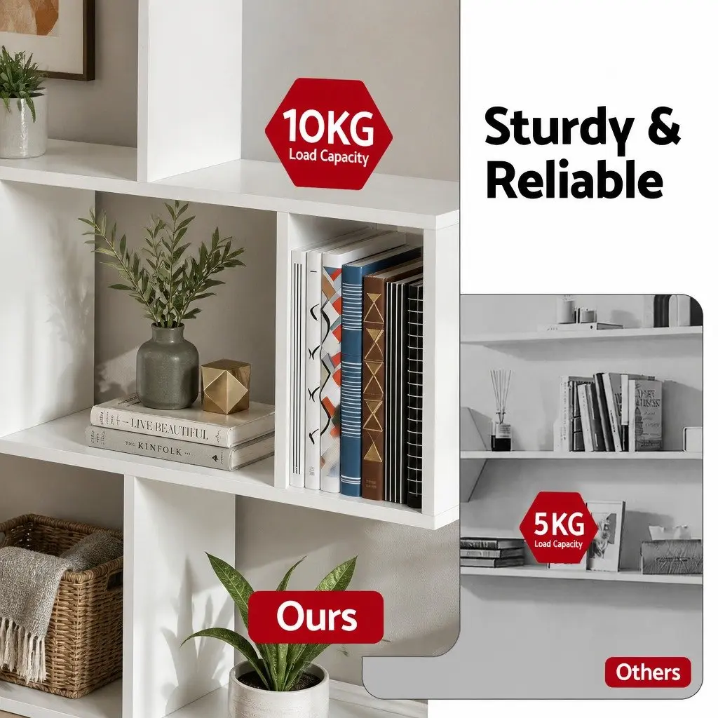 Floating Wall Shelf 3-Tier Storage Organiser for Living Room White Yellow