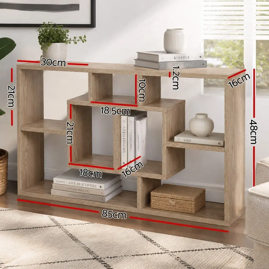 Floating Wall Shelf Display Unit 8 Compartment Bookcase Organiser Vertical