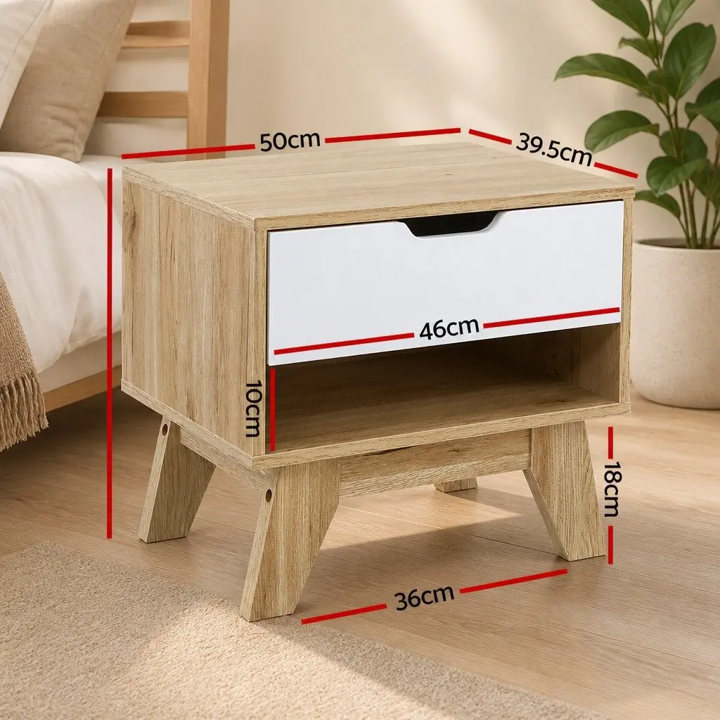 Two-Tone Bedside Table with 1 Drawer and Open Shelf