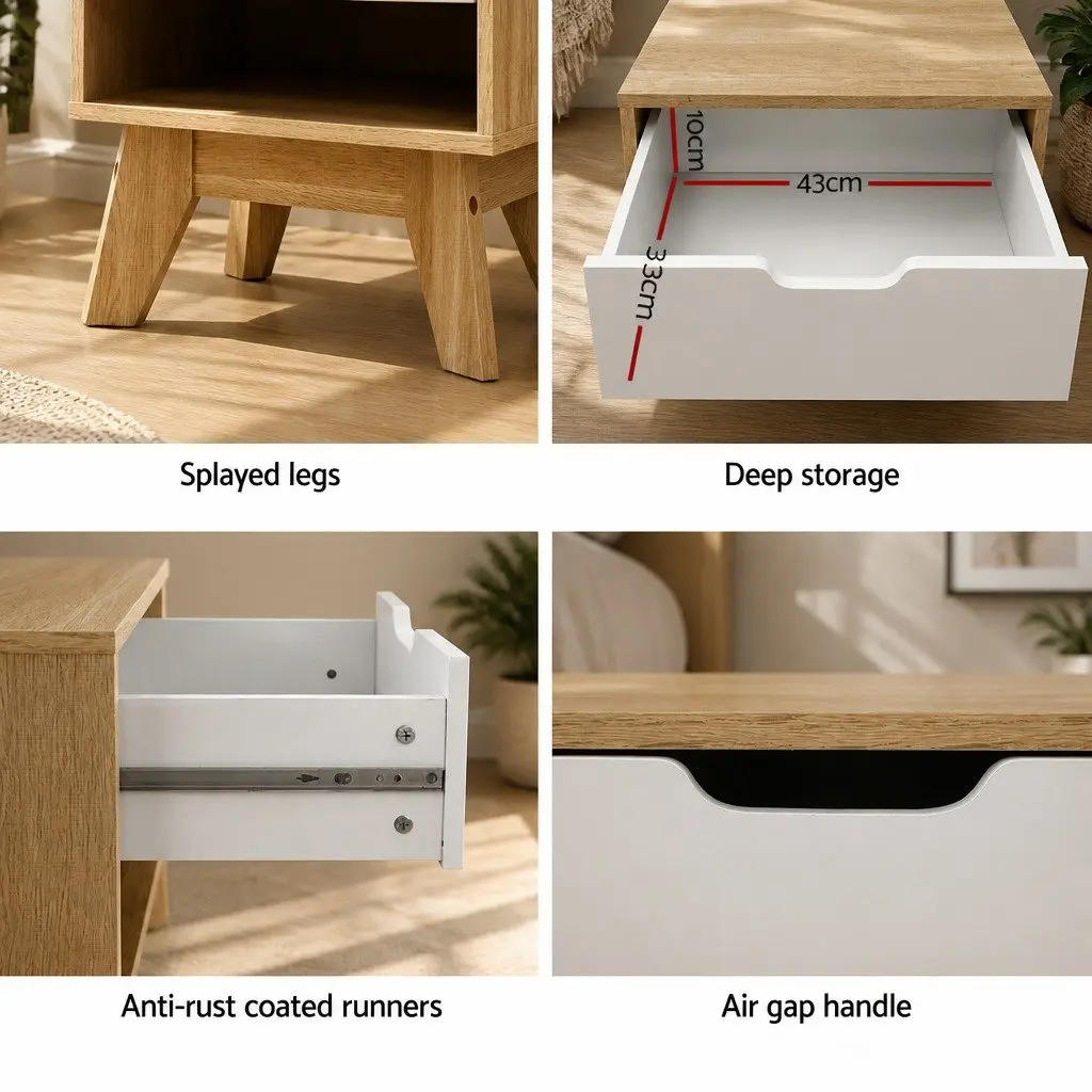 Two-Tone Bedside Table with 1 Drawer and Open Shelf