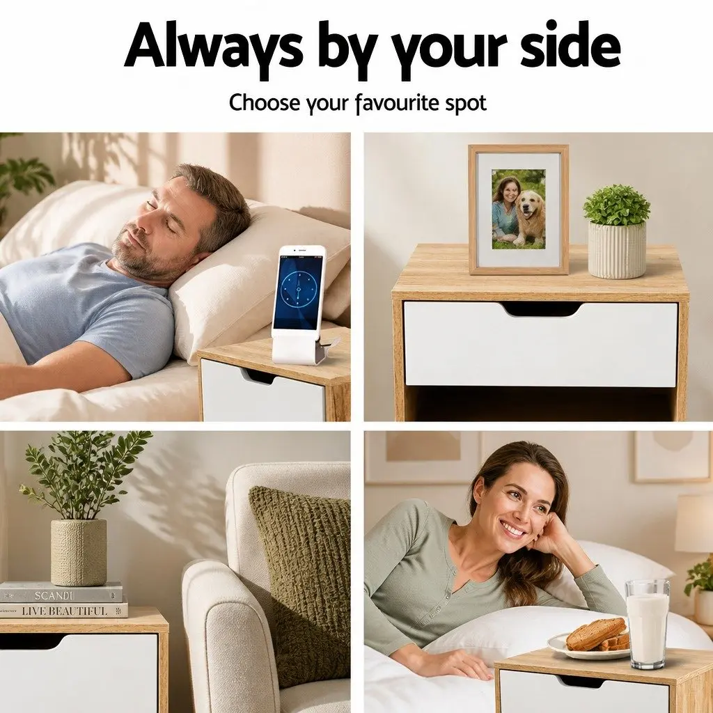 Two-Tone Bedside Table with 1 Drawer and Open Shelf