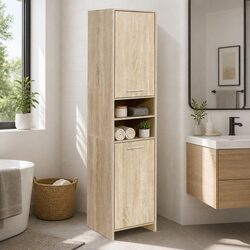 Tall Oak Storage Cabinet - 185cm, 30cm W x 30cm D Dimensions