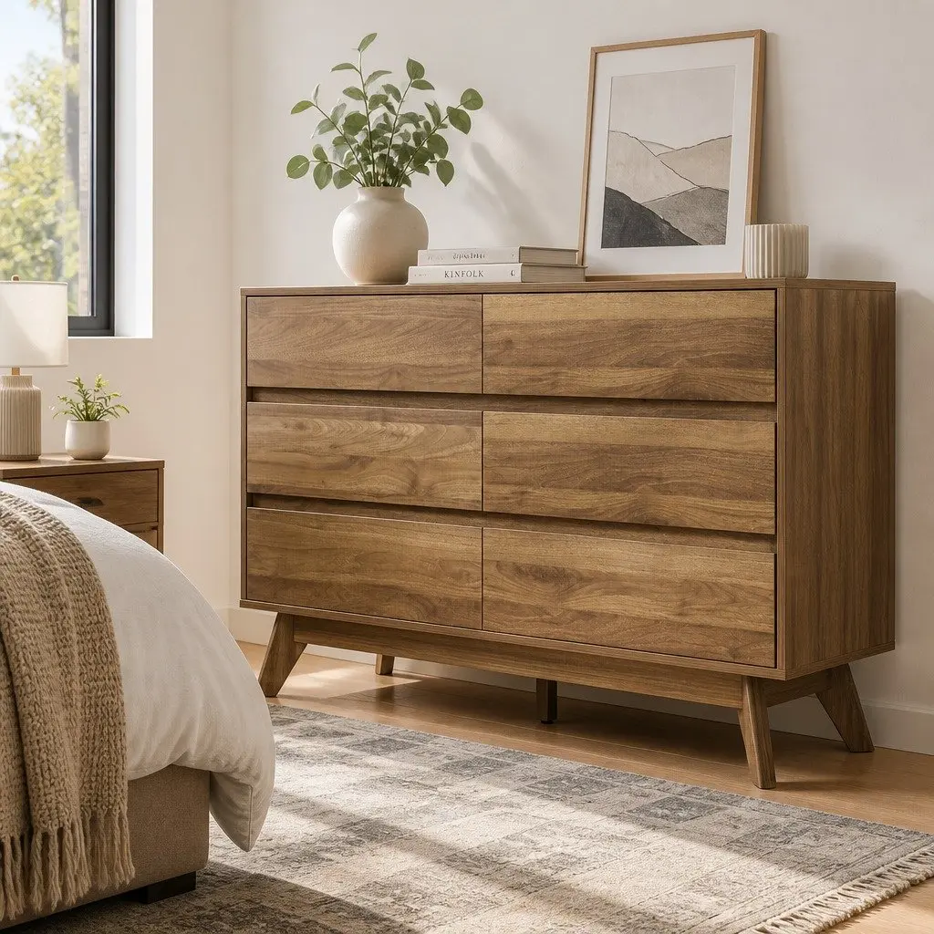 Walnut Six Drawer Chest for Storage