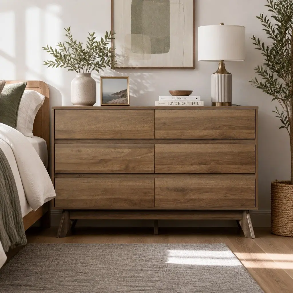 Walnut Six Drawer Chest for Storage