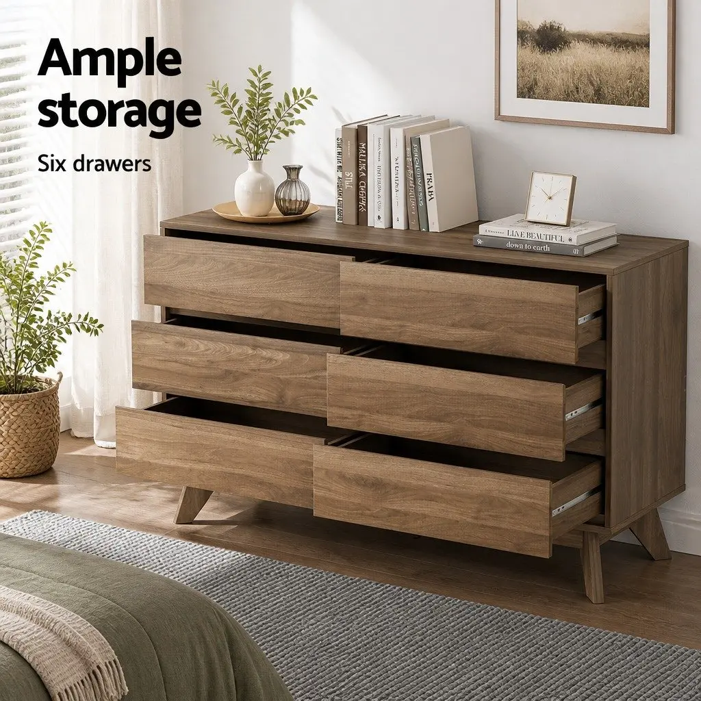 Walnut Six Drawer Chest for Storage