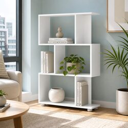 3-Tier Bookshelf: 60cm W x 23.5cm D x 98cm H, White