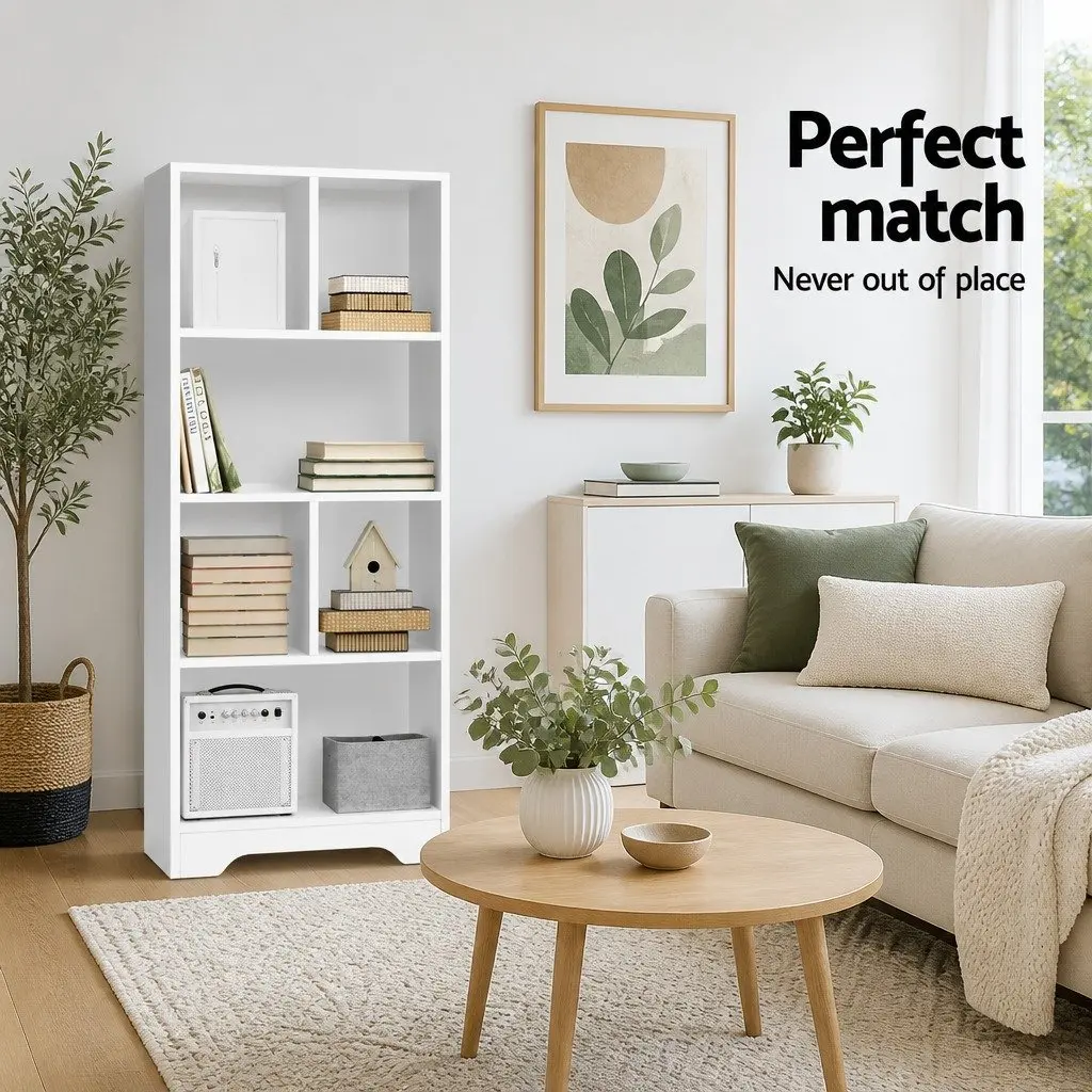 4-Tier Display Shelf White Bookcase Storage Unit Home Organisation Furniture