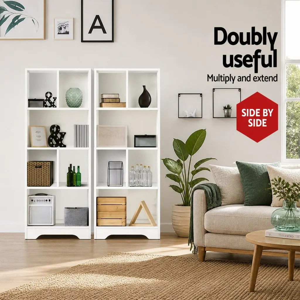 4-Tier Display Shelf White Bookcase Storage Unit Home Organisation Furniture