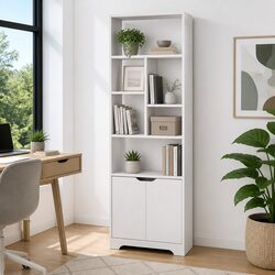 White 8-Tier Bookshelf - Dimensions: 60cm x 23.5cm x 180cm
