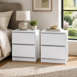 Specifications of the White Bedside Table with 2 Drawers