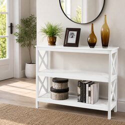 White 3-Tier Console Table Hallway Side Table Display Shelving Unit Home