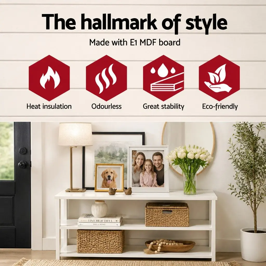 White 3-Tier Console Table Hallway Side Table Display Shelving Unit Home