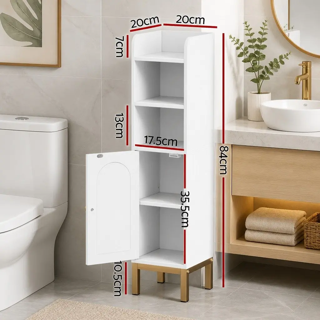 Bathroom Storage Cabinet Floor Organizer Toilet Corner Adjustable Shelf 20x20x84cm