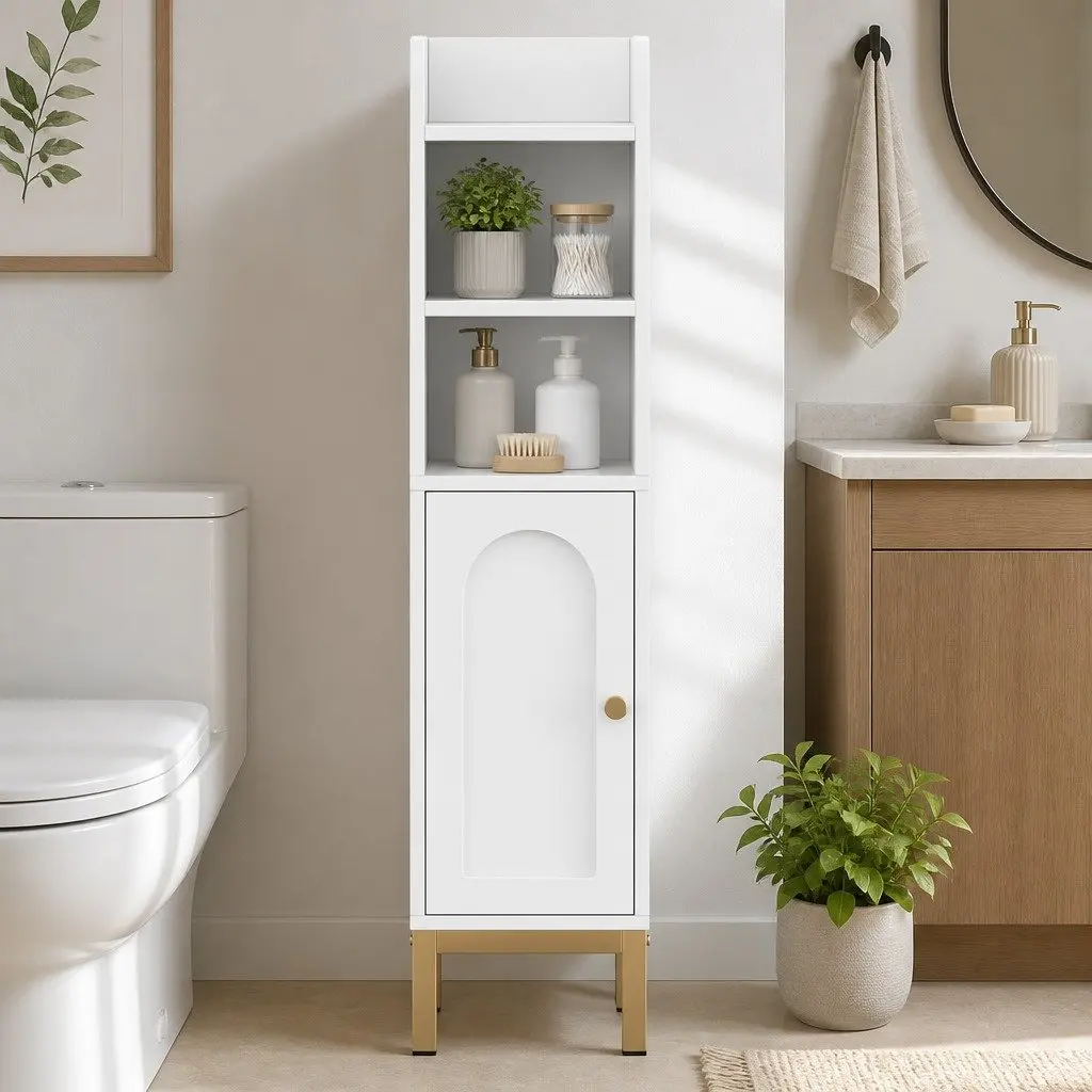 Bathroom Storage Cabinet Floor Organizer Toilet Corner Adjustable Shelf 20x20x84cm