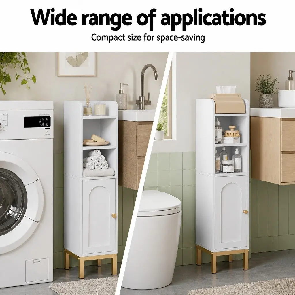 Bathroom Storage Cabinet Floor Organizer Toilet Corner Adjustable Shelf 20x20x84cm