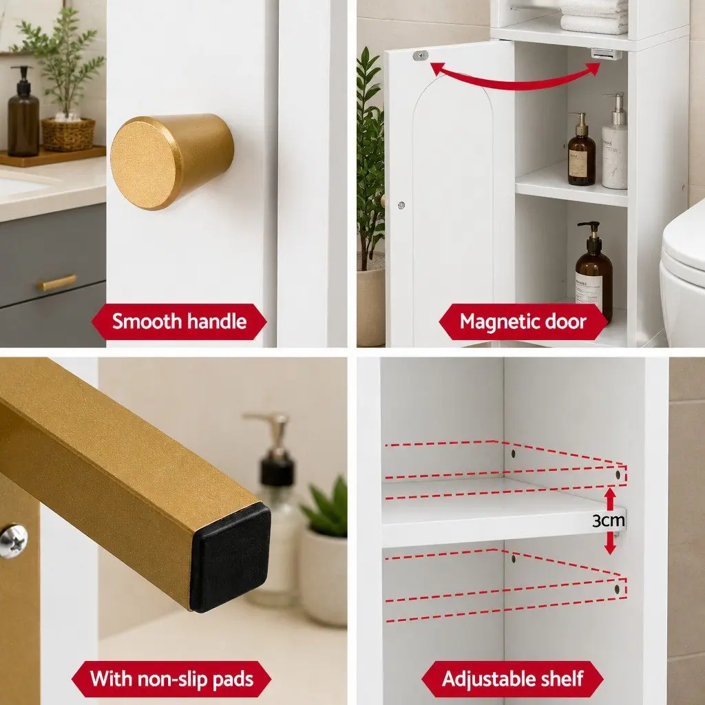 Bathroom Storage Cabinet Floor Organizer 20cm x 20cm x 84cm