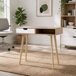 Computer Desk 90cm with Drawer and Open Shelf Storage
