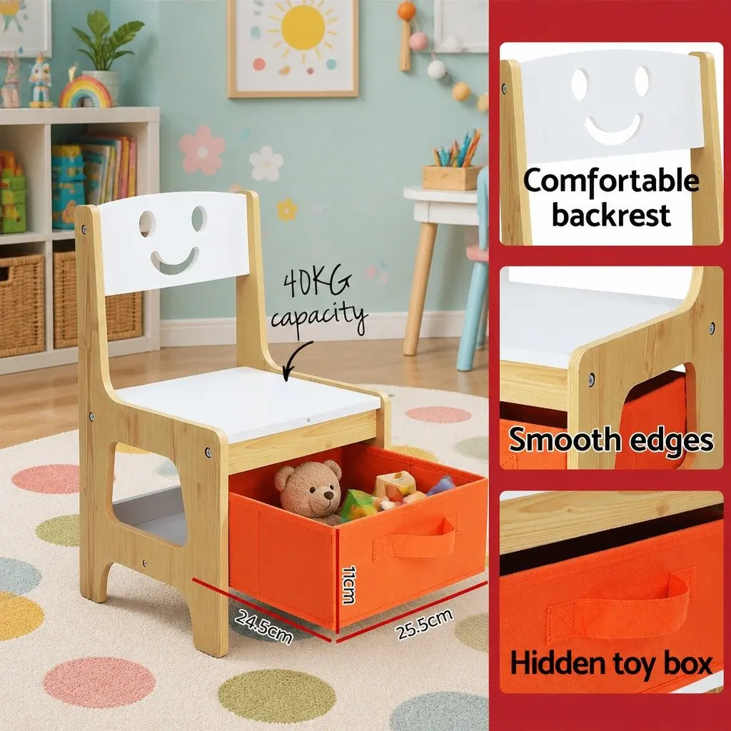 Kids Table and Chairs Set Activity Desk Chalkboard Reversible Desktop Storage