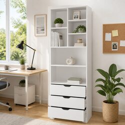 Display Bookshelf with Drawers: 60cm W x 180cm H