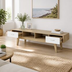 Factual 180cm TV Cabinet with Two Drawers and Shelves