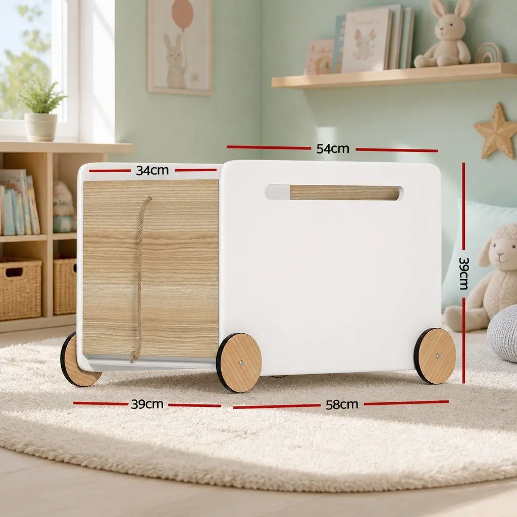 Toy Box Storage Container for Kids Playroom Bedroom Living Room White 58cm x 39cm x 39cm