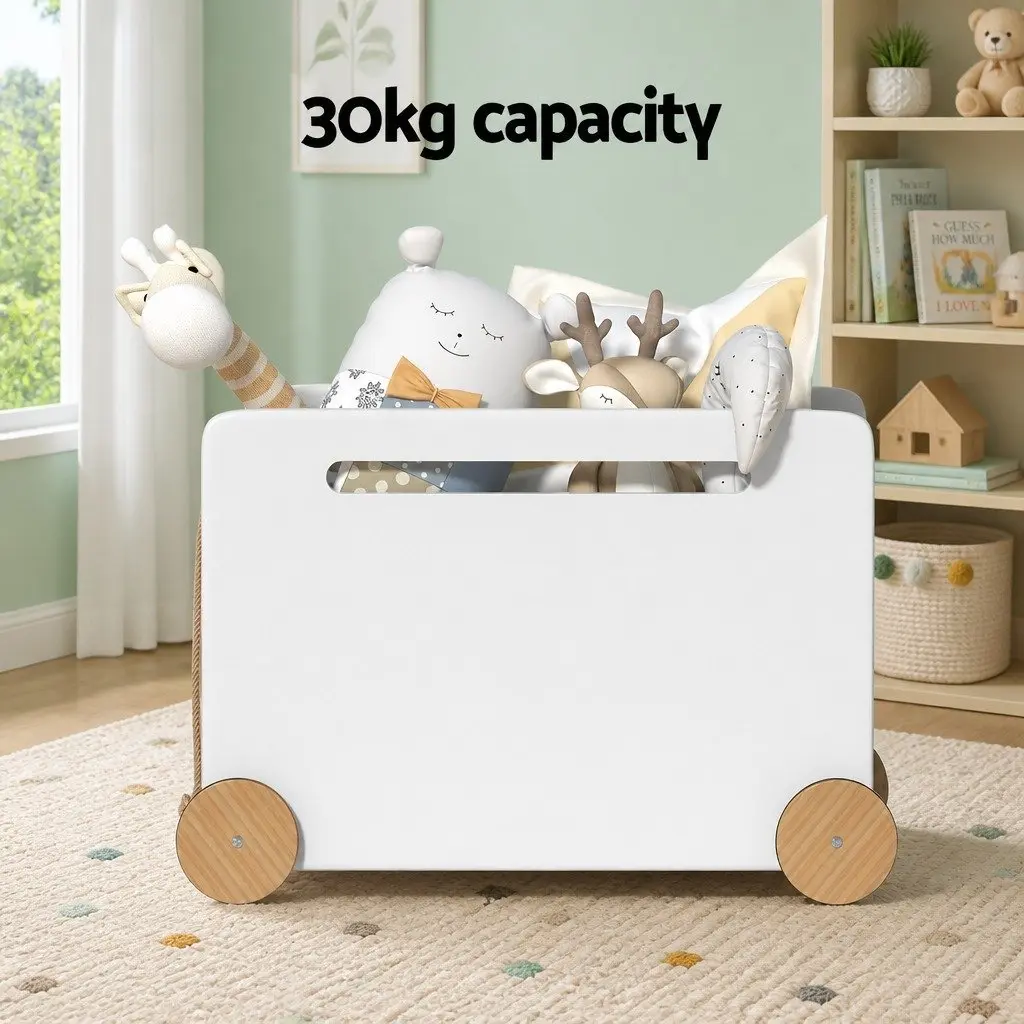 Toy Box Storage Container for Kids Playroom Bedroom Living Room White 58cm x 39cm x 39cm