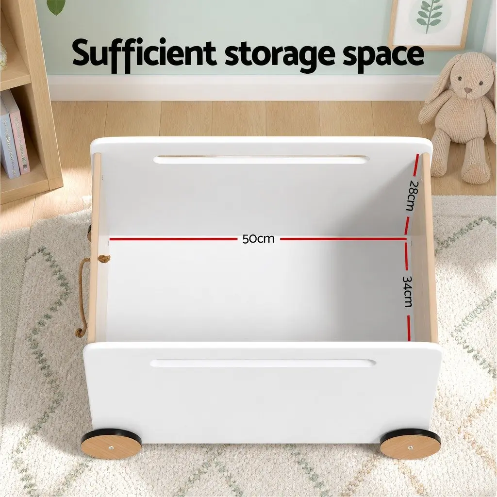 Toy Box Storage Container for Kids Playroom Bedroom Living Room White 58cm x 39cm x 39cm
