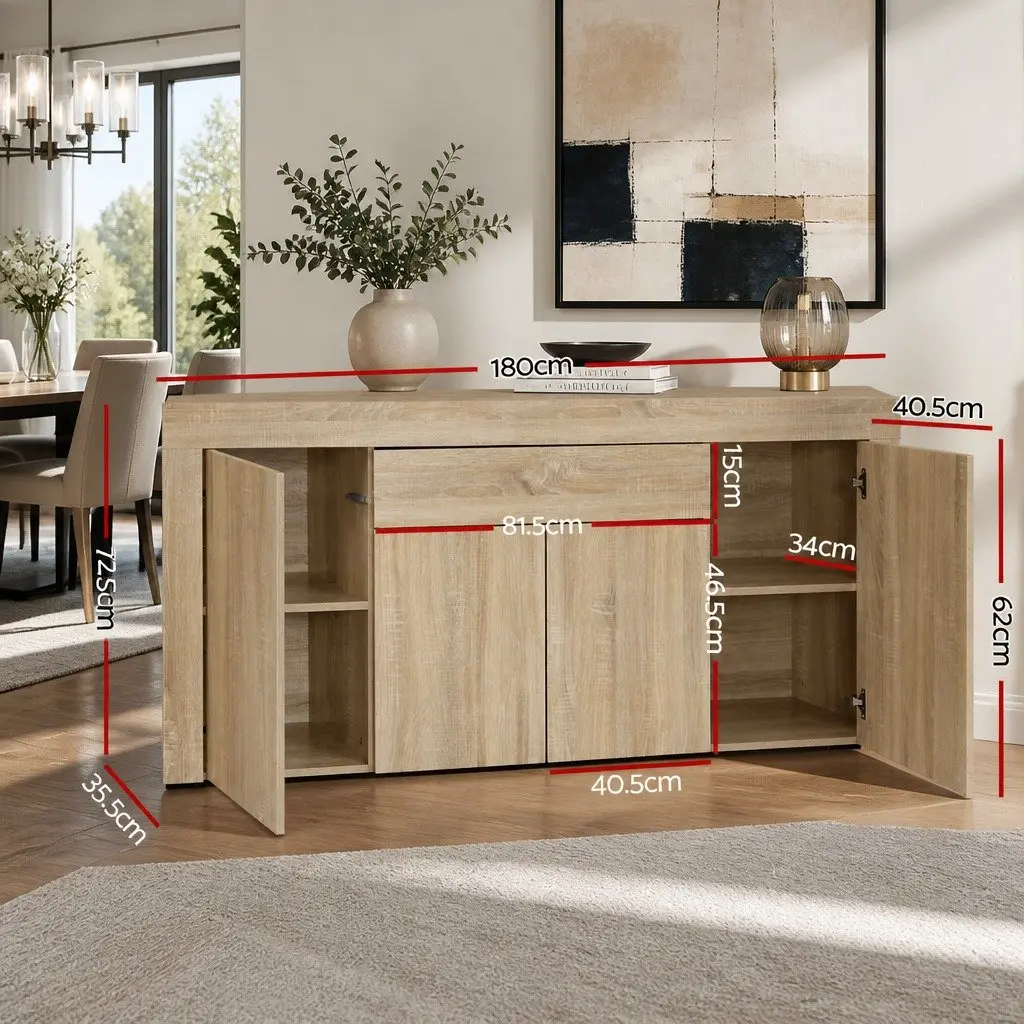 Buffet Sideboard Modern Storage Cabinet Medium Wood Tone 180cm Dining Display