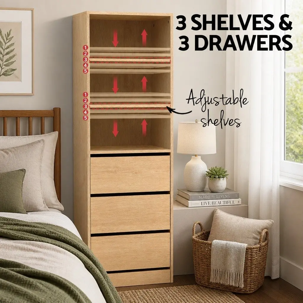 Chest of Drawers Tallboy Storage Bedroom Furniture Pine 3 Drawer