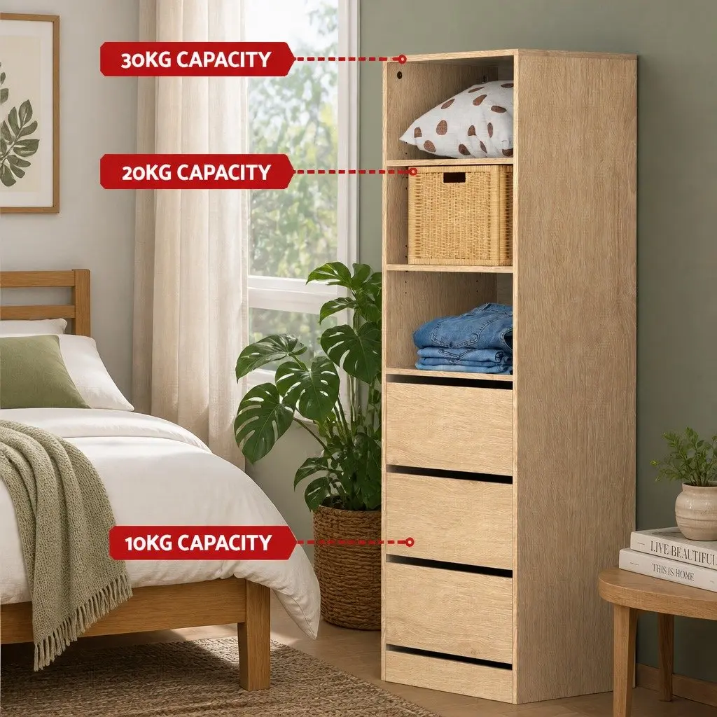 Chest of Drawers Tallboy Storage Bedroom Furniture Pine 3 Drawer