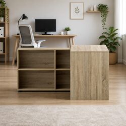 Computer Desk and Bookcase Dimensions: 130cm Oak Finish