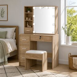 Specifications of Dressing Table Set with LED Bulbs and Stool