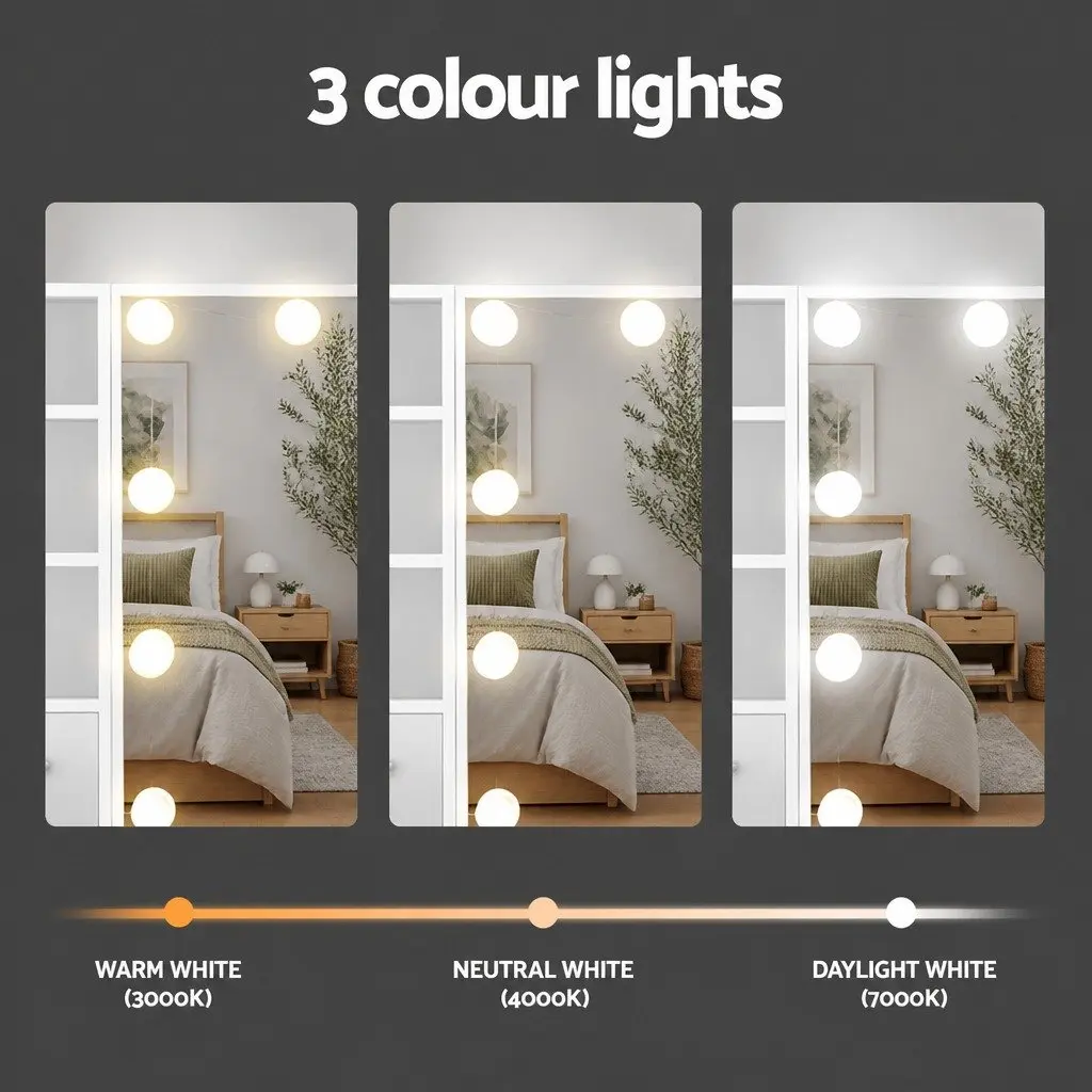 Dressing Table with LED Bulbs and Storage Drawers
