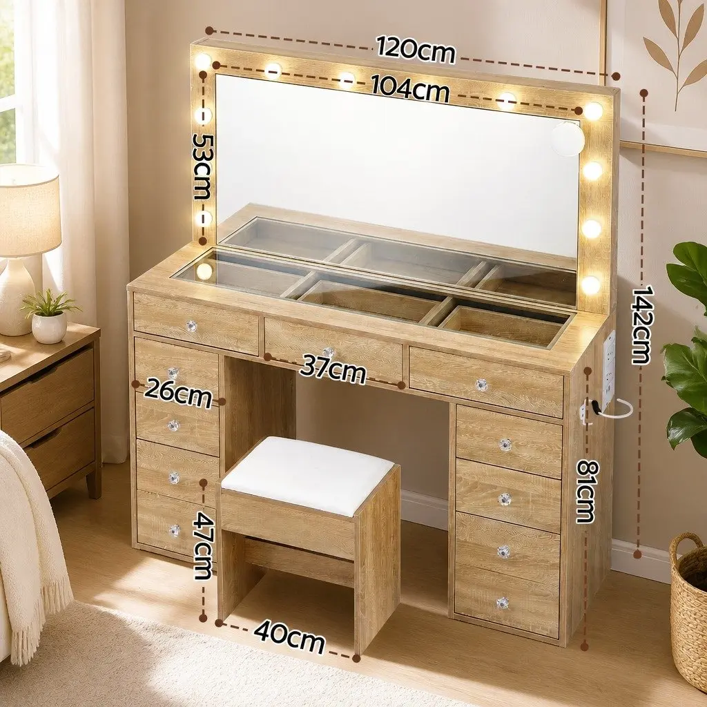 Dressing Vanity Desk with LED Makeup Mirror